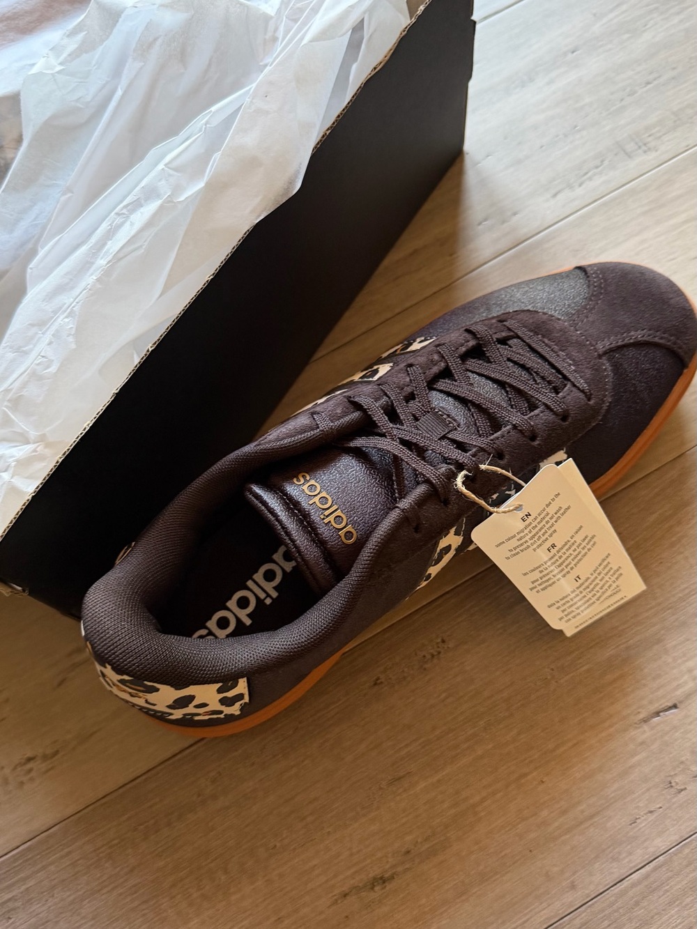 adidas Platform Sneaker in Chocolate Brown with Leopard Accent - Picture 4 of 10